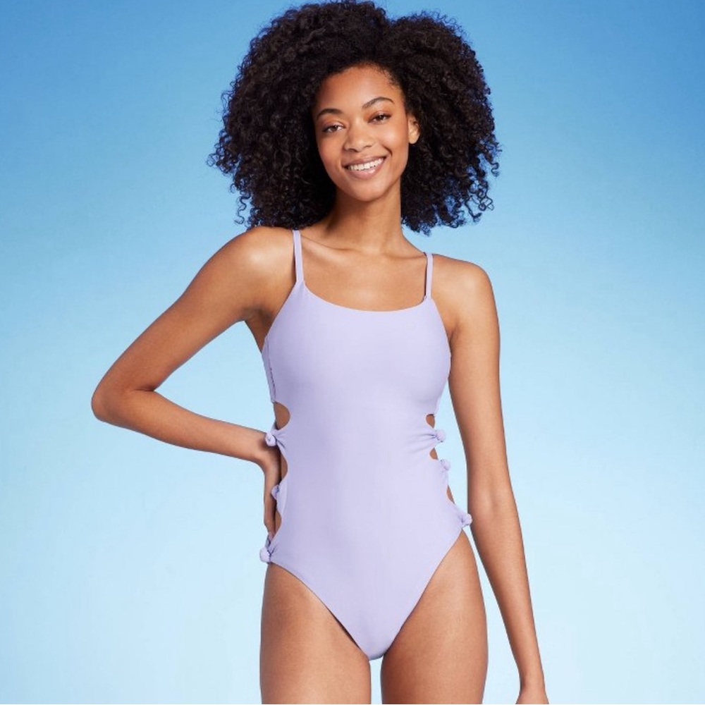 Women's Cut Out Knotted One Piece Swimsuit - Shade & Shore Lilac Purple S